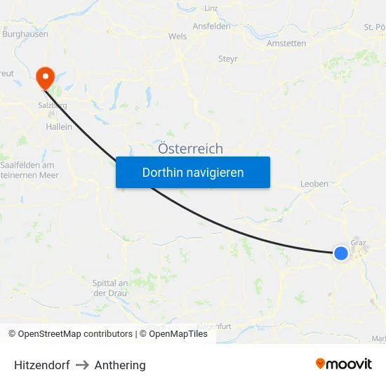 Hitzendorf to Anthering map