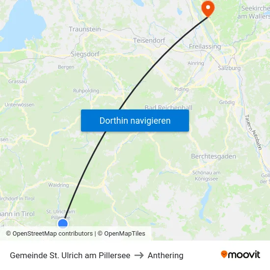 Gemeinde St. Ulrich am Pillersee to Anthering map