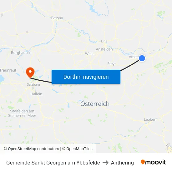 Gemeinde Sankt Georgen am Ybbsfelde to Anthering map