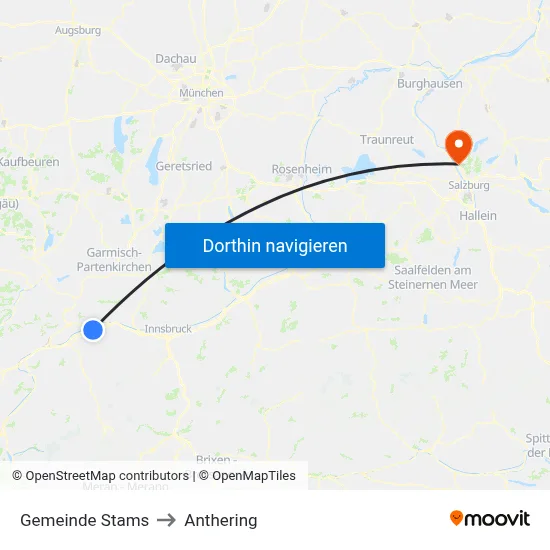 Gemeinde Stams to Anthering map