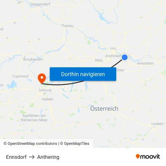 Ennsdorf to Anthering map