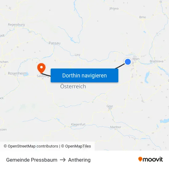 Gemeinde Pressbaum to Anthering map