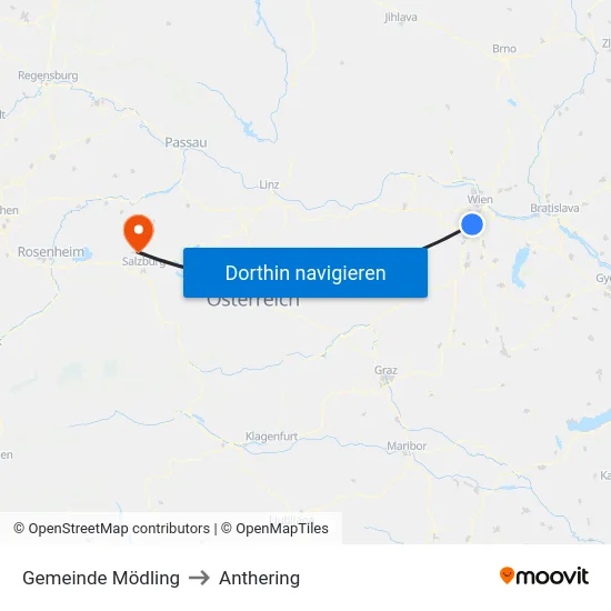 Gemeinde Mödling to Anthering map