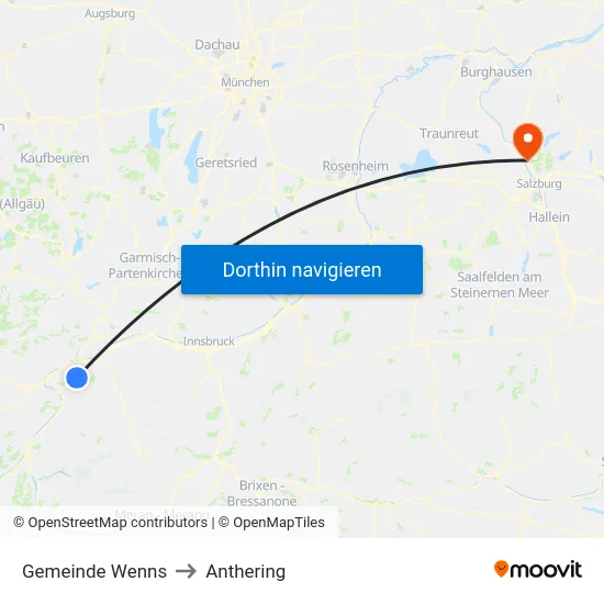 Gemeinde Wenns to Anthering map