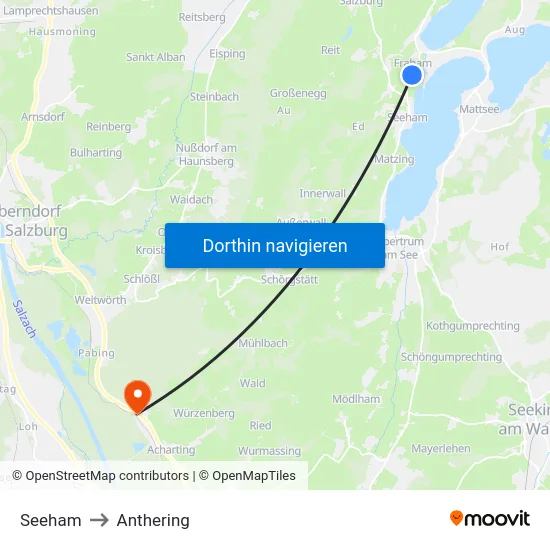 Seeham to Anthering map