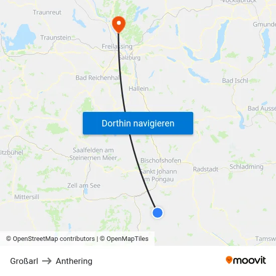 Großarl to Anthering map