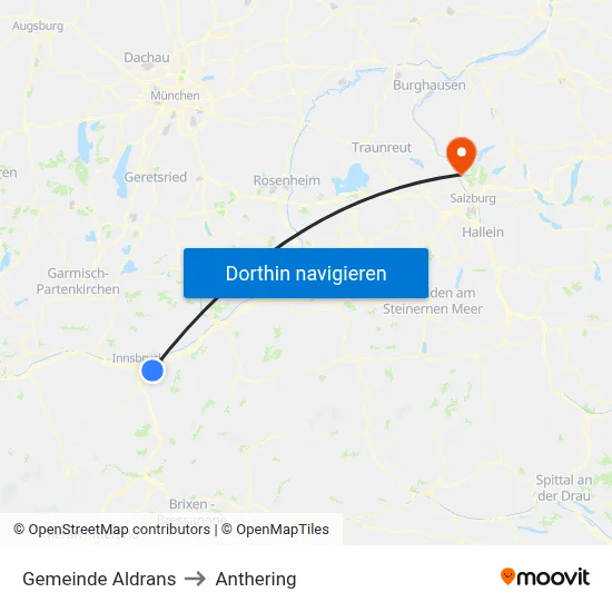 Gemeinde Aldrans to Anthering map