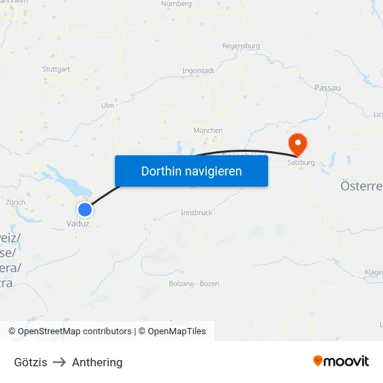 Götzis to Anthering map