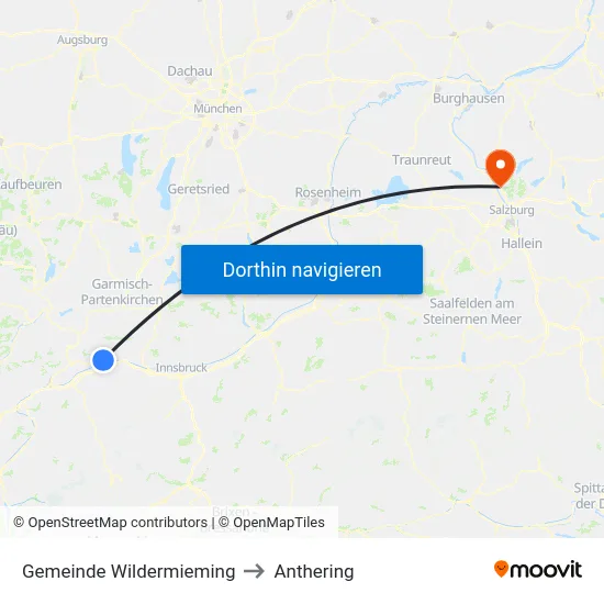 Gemeinde Wildermieming to Anthering map