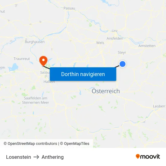 Losenstein to Anthering map