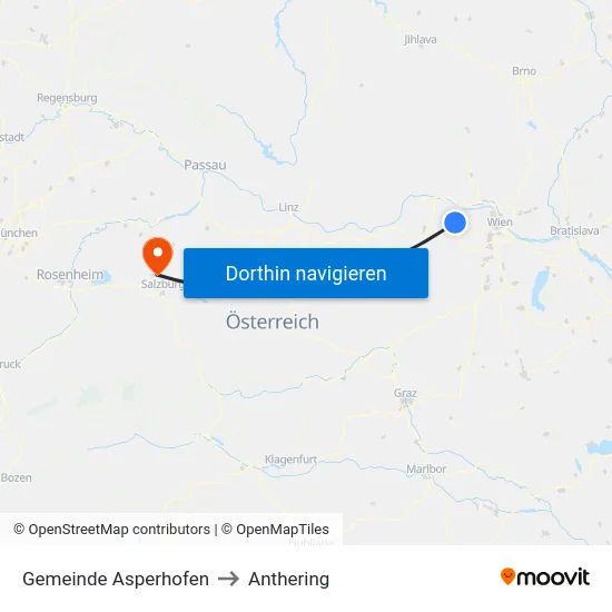 Gemeinde Asperhofen to Anthering map