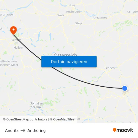 Andritz to Anthering map