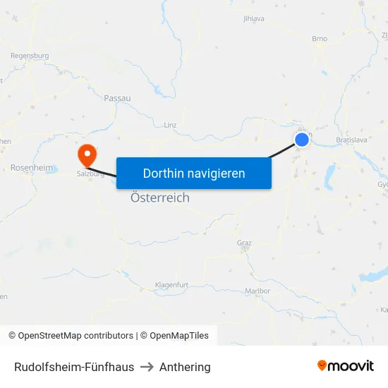 Rudolfsheim-Fünfhaus to Anthering map