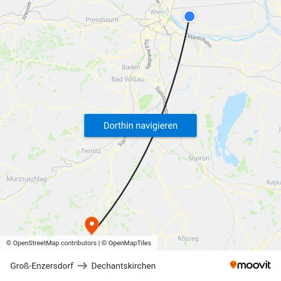 Groß-Enzersdorf to Dechantskirchen map
