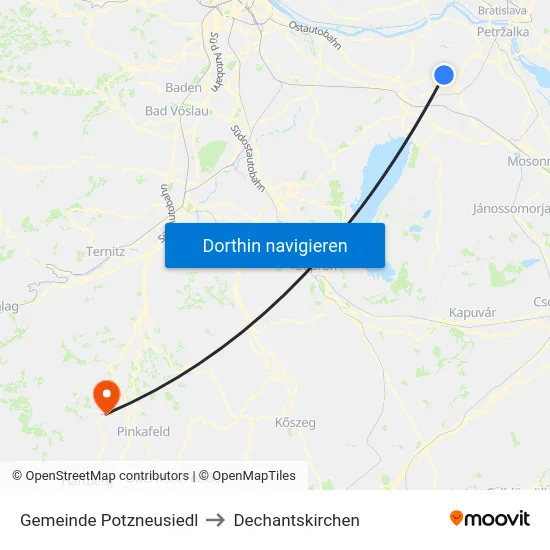 Gemeinde Potzneusiedl to Dechantskirchen map