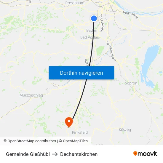 Gemeinde Gießhübl to Dechantskirchen map