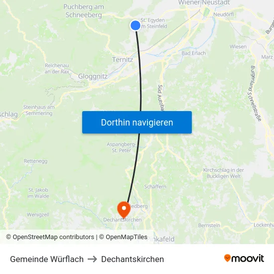 Gemeinde Würflach to Dechantskirchen map