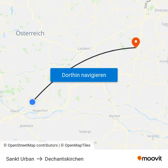 Sankt Urban to Dechantskirchen map