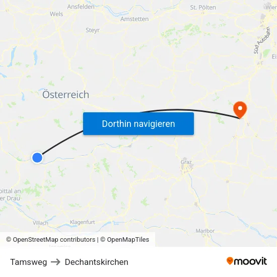 Tamsweg to Dechantskirchen map