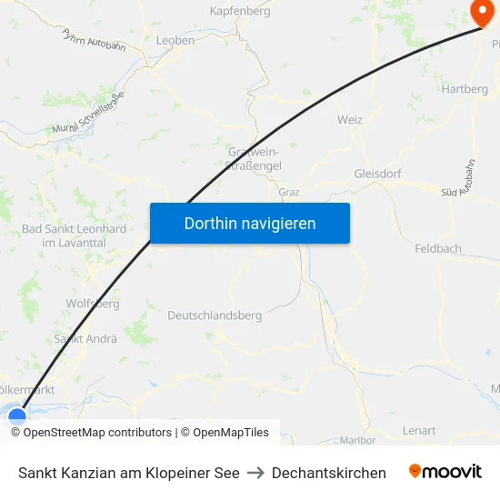 Sankt Kanzian am Klopeiner See to Dechantskirchen map