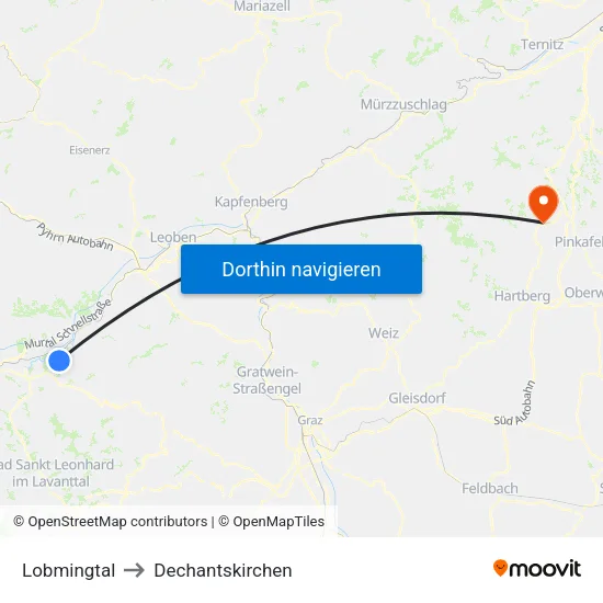 Lobmingtal to Dechantskirchen map