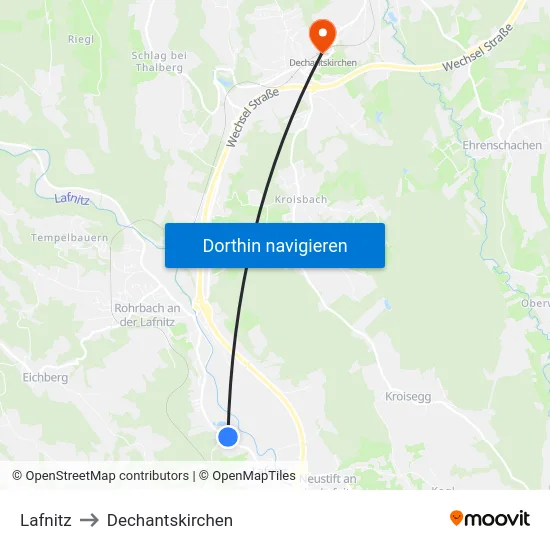 Lafnitz to Dechantskirchen map