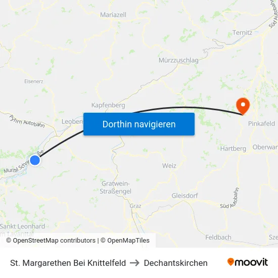 St. Margarethen Bei Knittelfeld to Dechantskirchen map