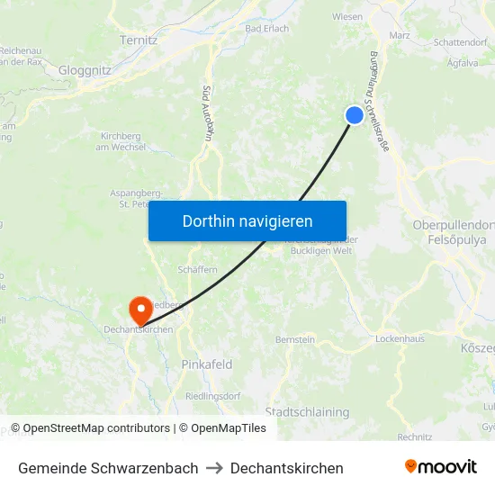 Gemeinde Schwarzenbach to Dechantskirchen map
