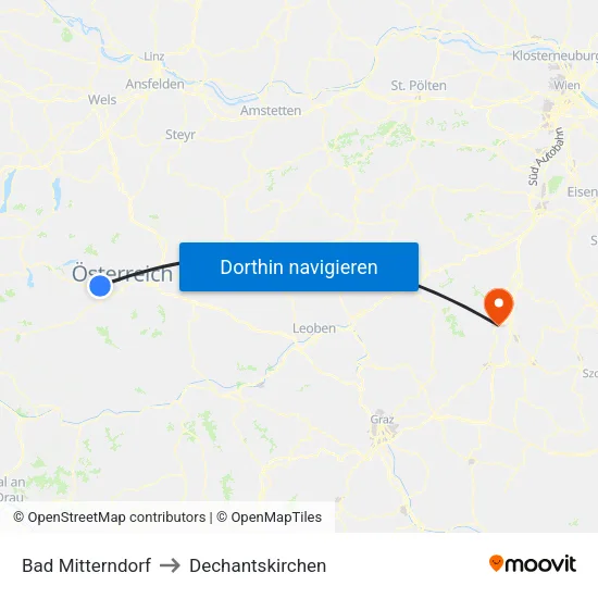Bad Mitterndorf to Dechantskirchen map