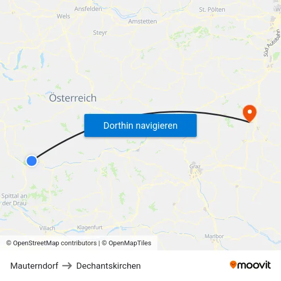 Mauterndorf to Dechantskirchen map