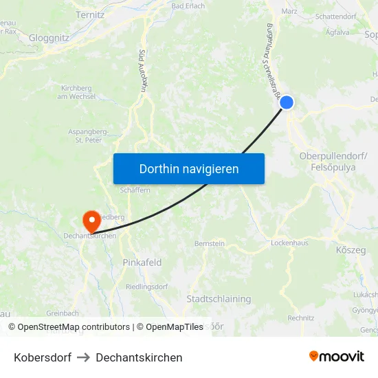 Kobersdorf to Dechantskirchen map