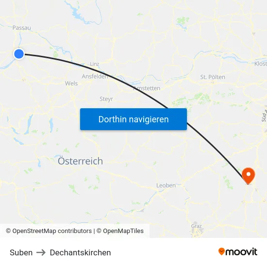 Suben to Dechantskirchen map