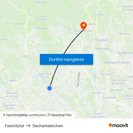 Feistritztal to Dechantskirchen map
