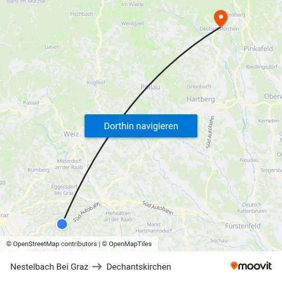 Nestelbach Bei Graz to Dechantskirchen map