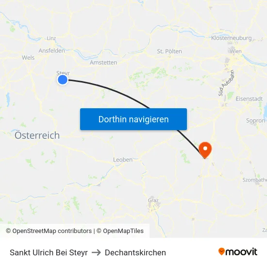 Sankt Ulrich Bei Steyr to Dechantskirchen map