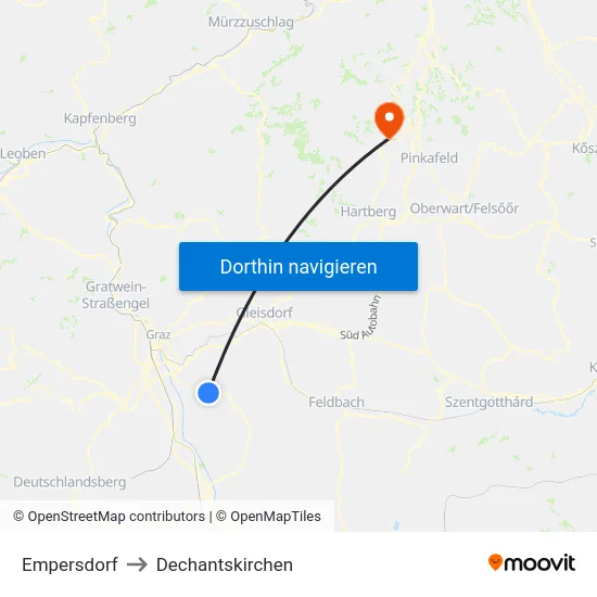 Empersdorf to Dechantskirchen map