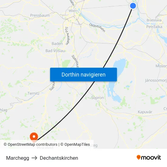 Marchegg to Dechantskirchen map