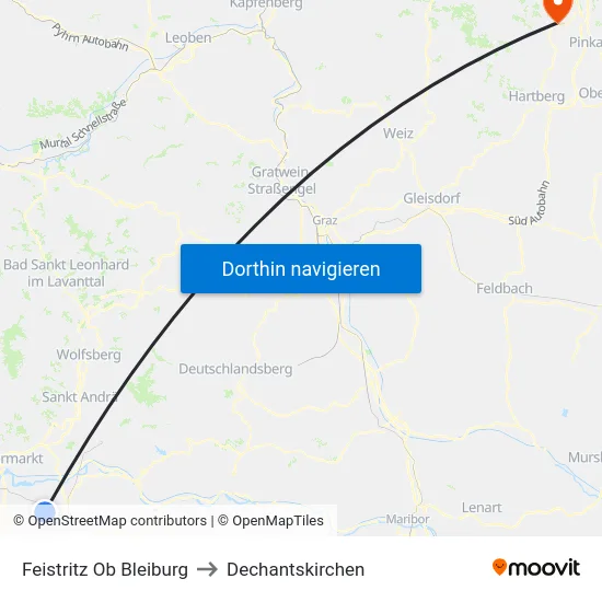 Feistritz Ob Bleiburg to Dechantskirchen map