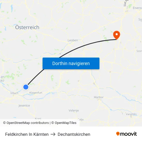 Feldkirchen In Kärnten to Dechantskirchen map
