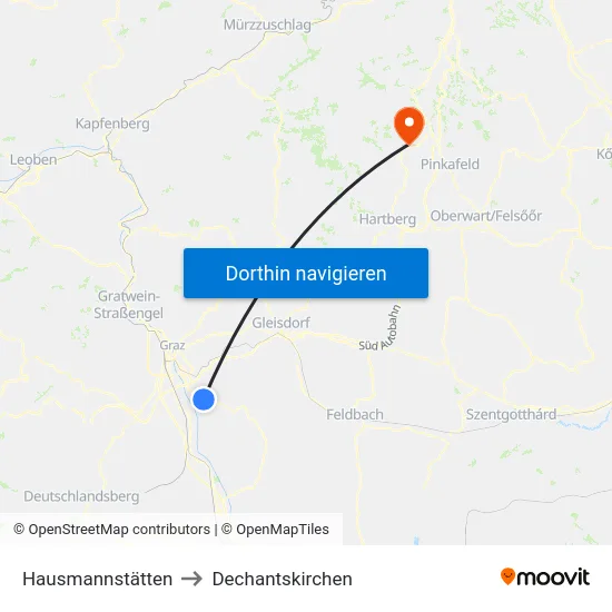 Hausmannstätten to Dechantskirchen map