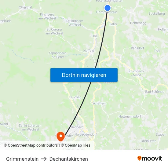 Grimmenstein to Dechantskirchen map