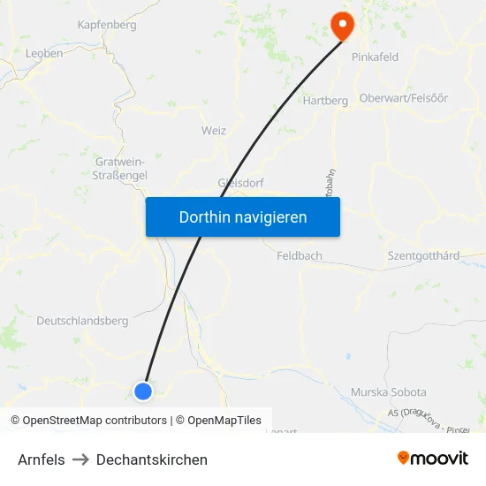 Arnfels to Dechantskirchen map