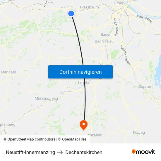 Neustift-Innermanzing to Dechantskirchen map