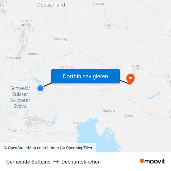 Gemeinde Satteins to Dechantskirchen map