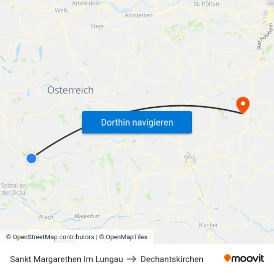 Sankt Margarethen Im Lungau to Dechantskirchen map