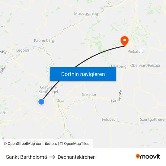 Sankt Bartholomä to Dechantskirchen map