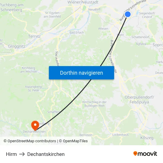 Hirm to Dechantskirchen map