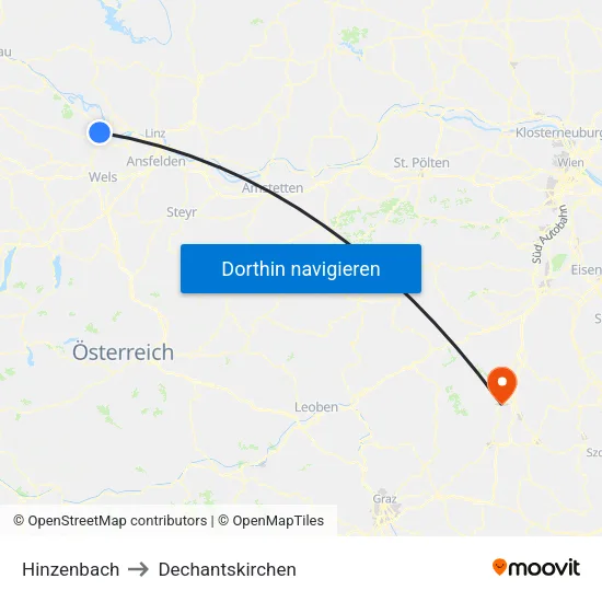 Hinzenbach to Dechantskirchen map