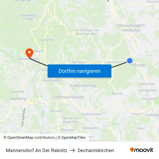 Mannersdorf An Der Rabnitz to Dechantskirchen map