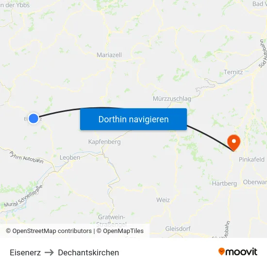 Eisenerz to Dechantskirchen map